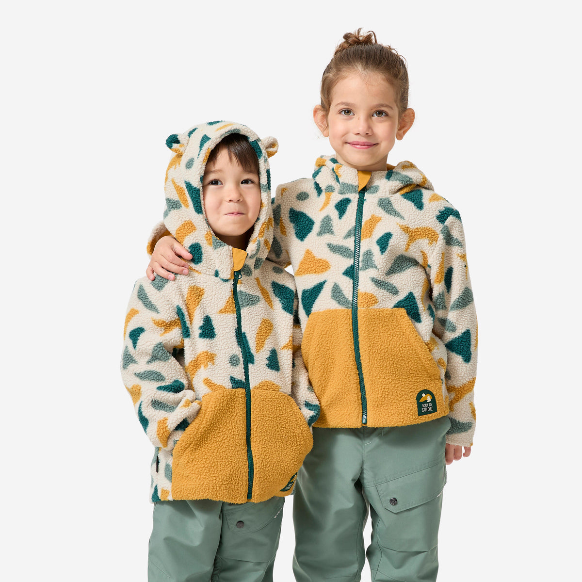 FLEECE NH500 KID SHERPA GRAPH YELLOW