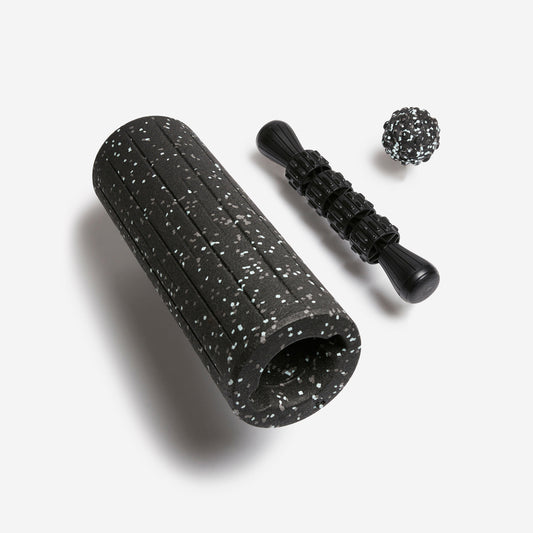 3 in 1 massage kit - smooth roller, ball and stick, black