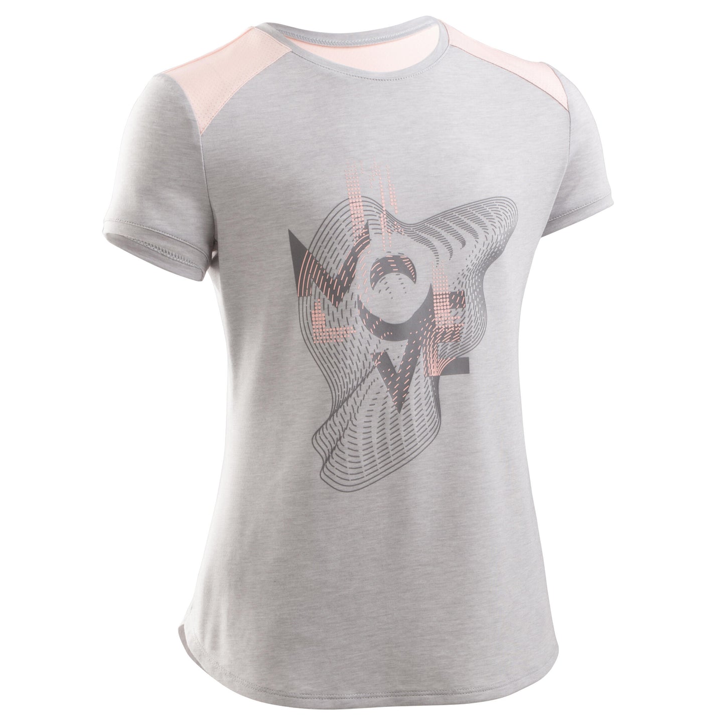 Girls' Breathable T-Shirt - Light Grey Print