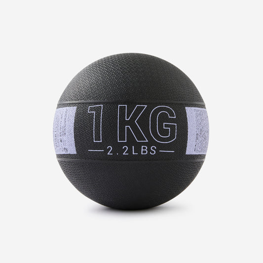 1 kg Rubber Medicine Ball - Black/Grey