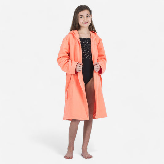 Kids compact microfibre pool bathrobe light coral