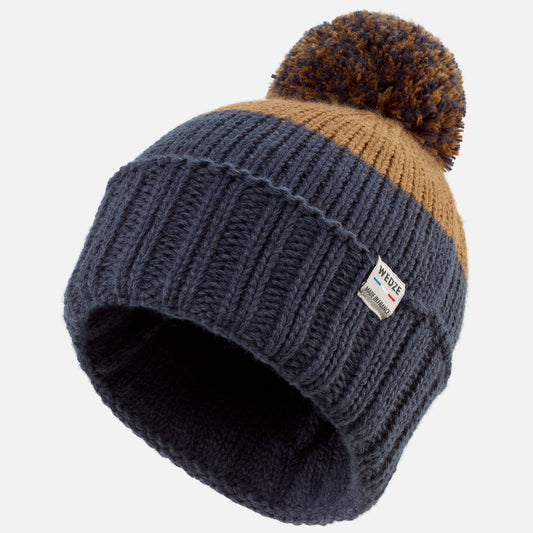 Kids' Made in France Skiing Beanie Hat GRAND NORD 500 - Brown and Blue
