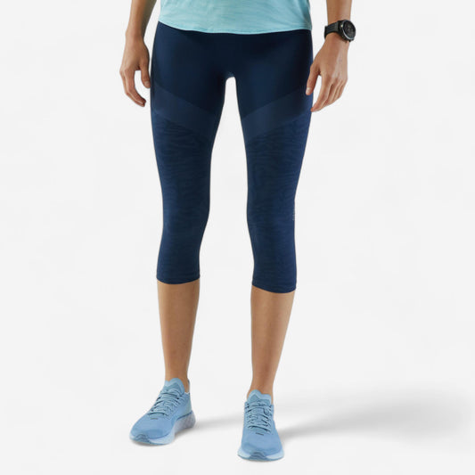 CARE women's seamless running cropped bottoms - dark blue