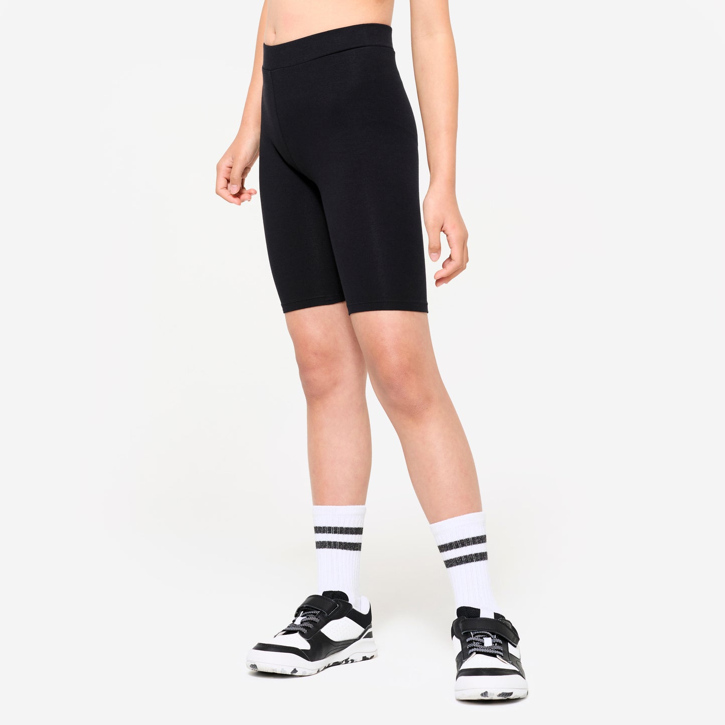 Girls' Multisport Cotton Cycling Shorts - Black