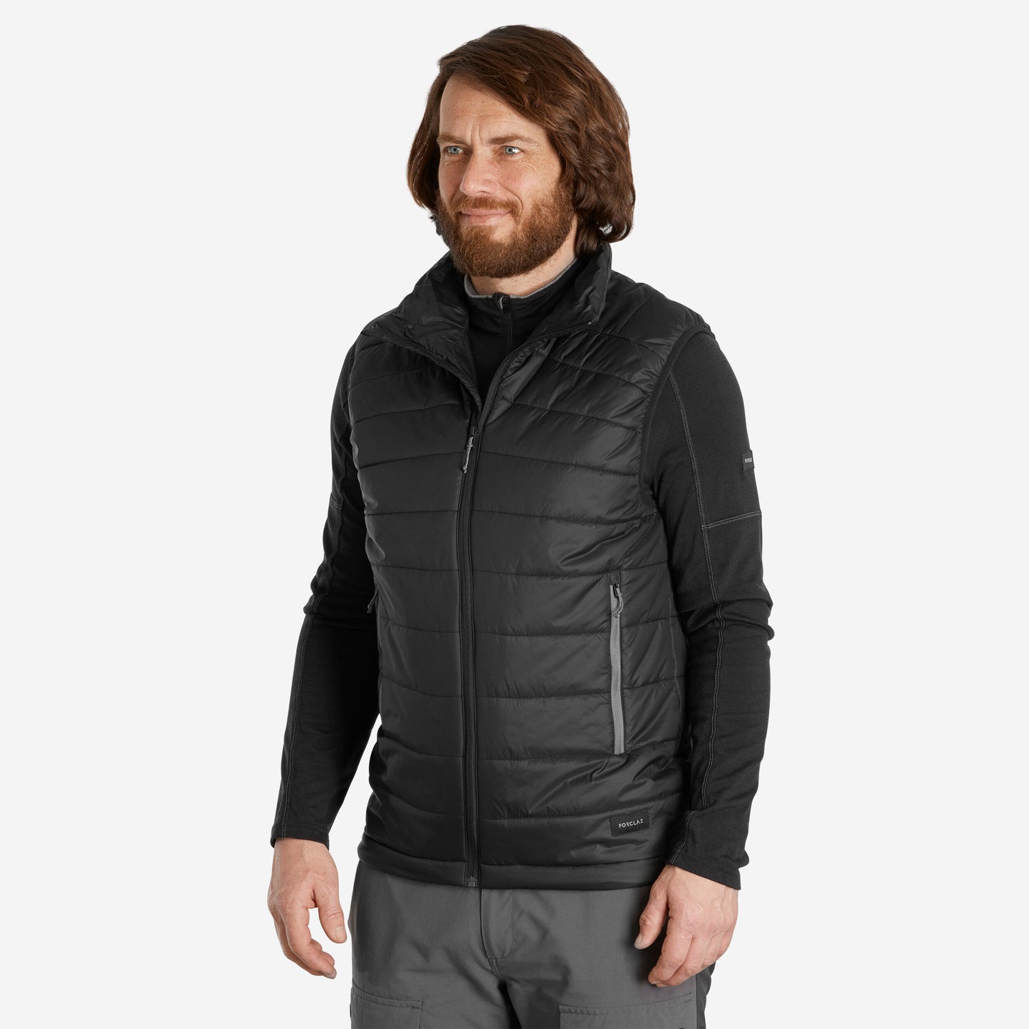 Men's synthetic sleeveless trekking padded jacket MT100 - Black