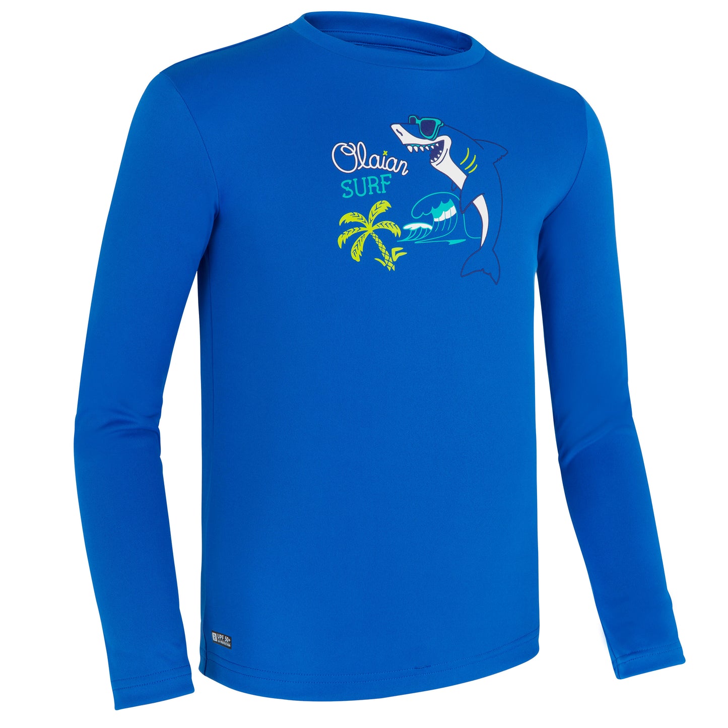 kids' surfing anti-UV long-sleeved printed water T-shirt - blue