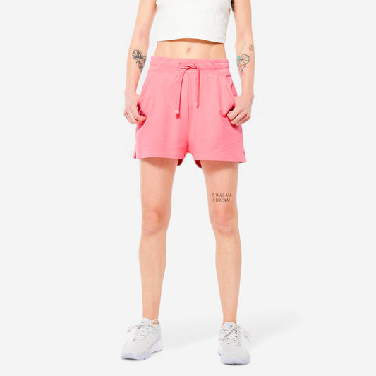 Women's Cotton Fitness Shorts with Pocket 520 - Pink Lychee