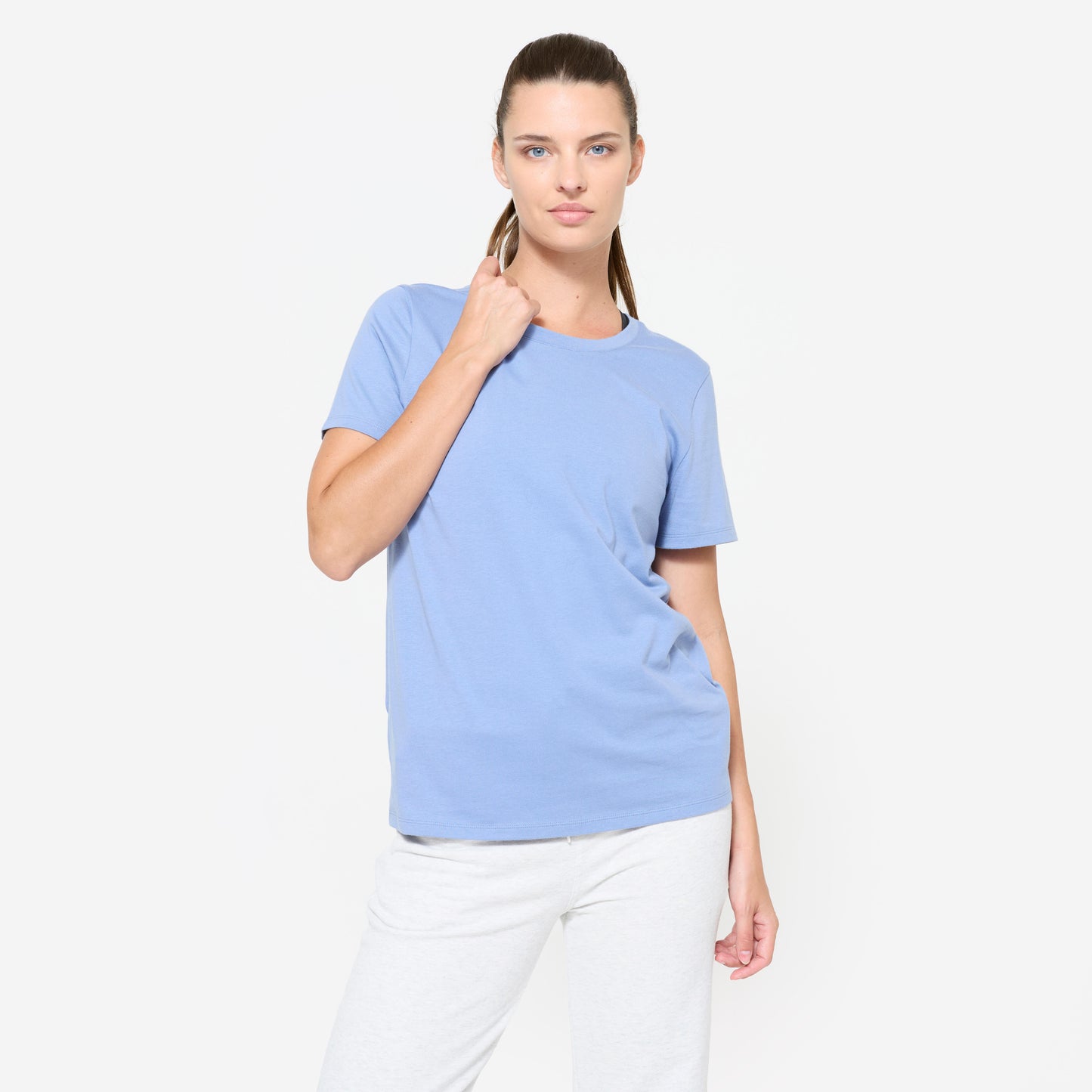 Women's Crew Neck Cotton T-Shirt - Blue