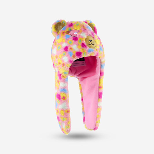 KIDS' SKI HAT - PERUVIAN BEAR - PINK BLUE YELLOW
