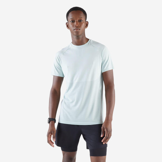 Men's seamless running t-shirt - kiprun run 500 comfort green