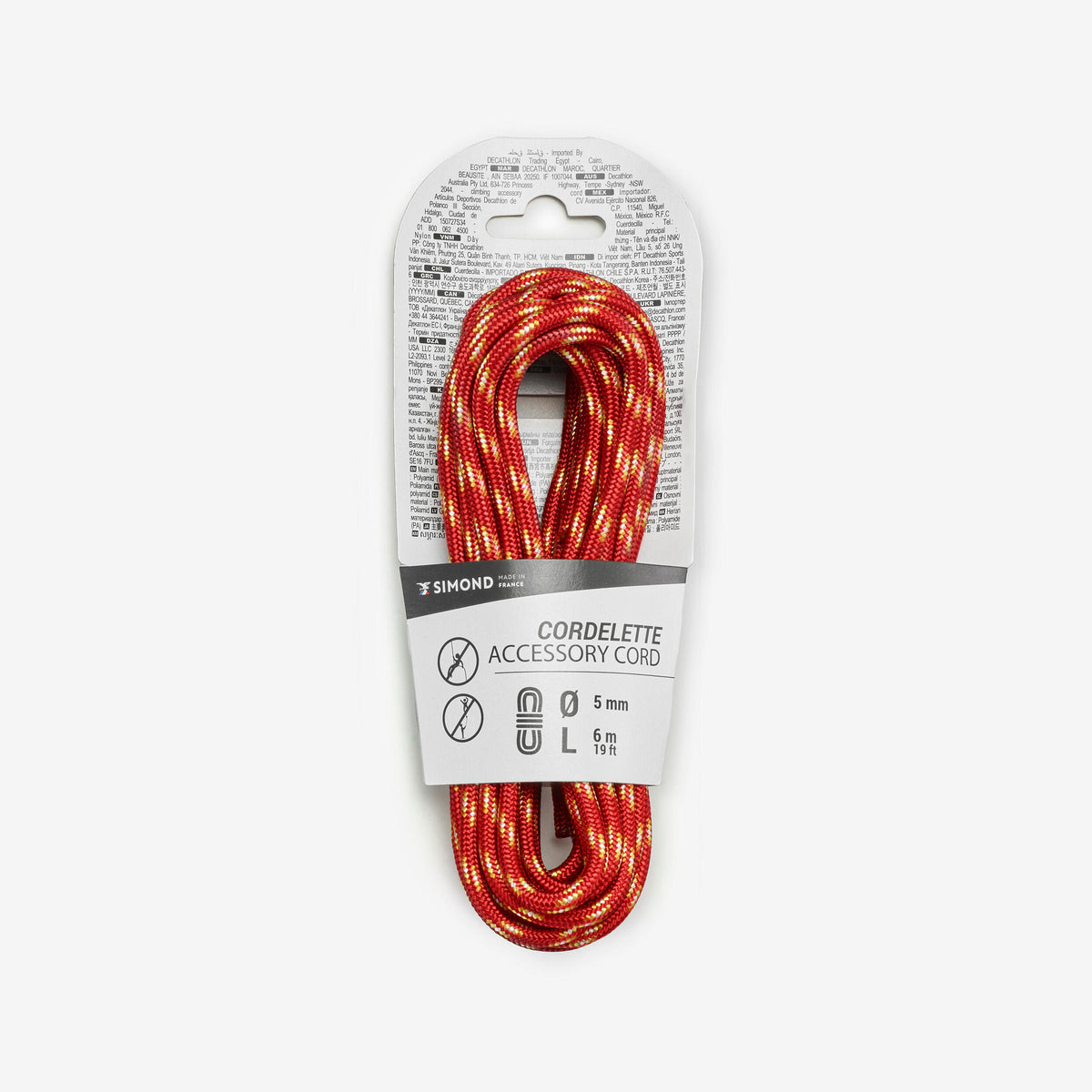 CORD 5mm X 6M RED