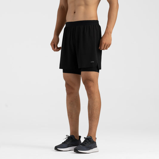 Men's Run 500 2in1 Comfort running shorts - Black