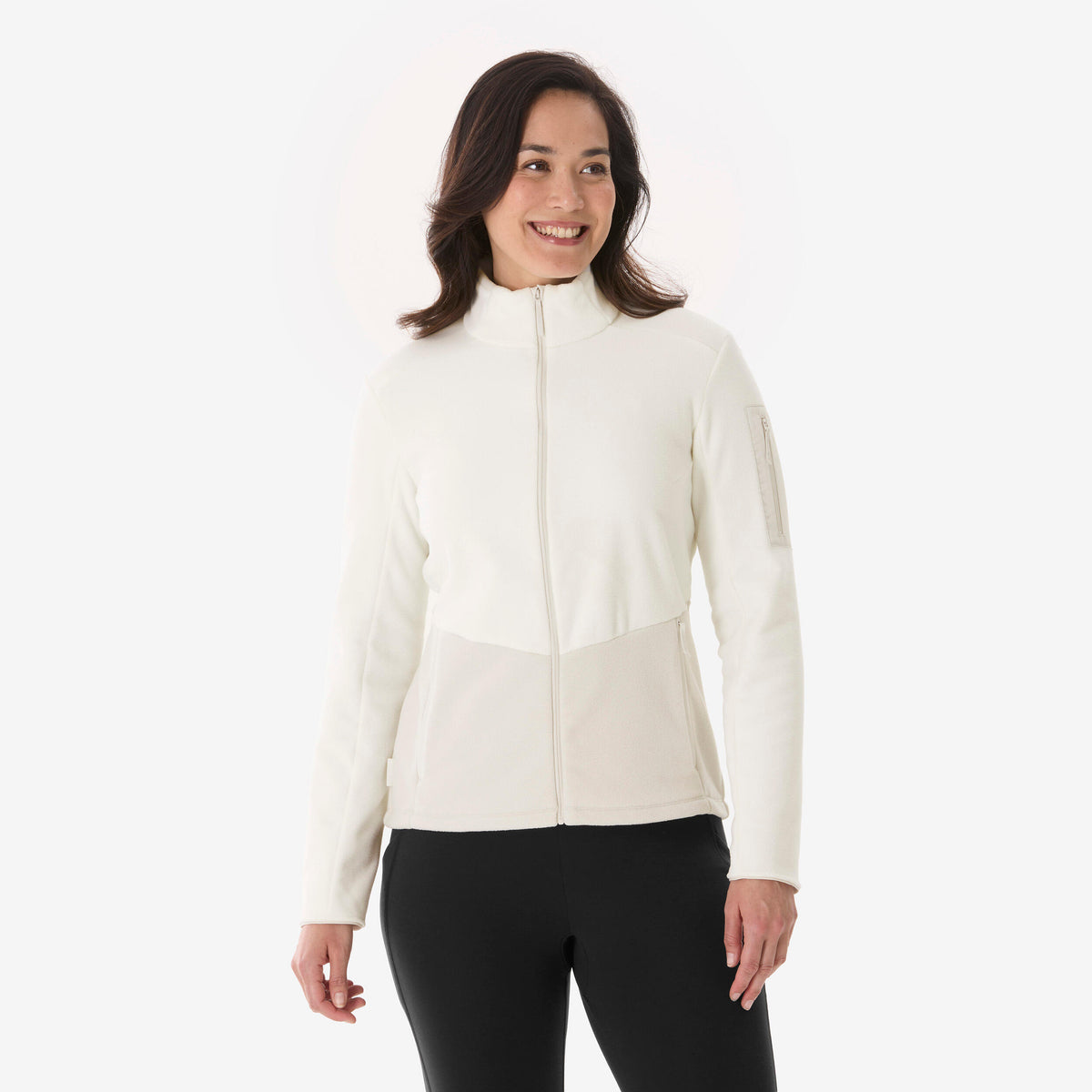 FLEECE FULL ZIP MH 500 W WHITE BEIGE