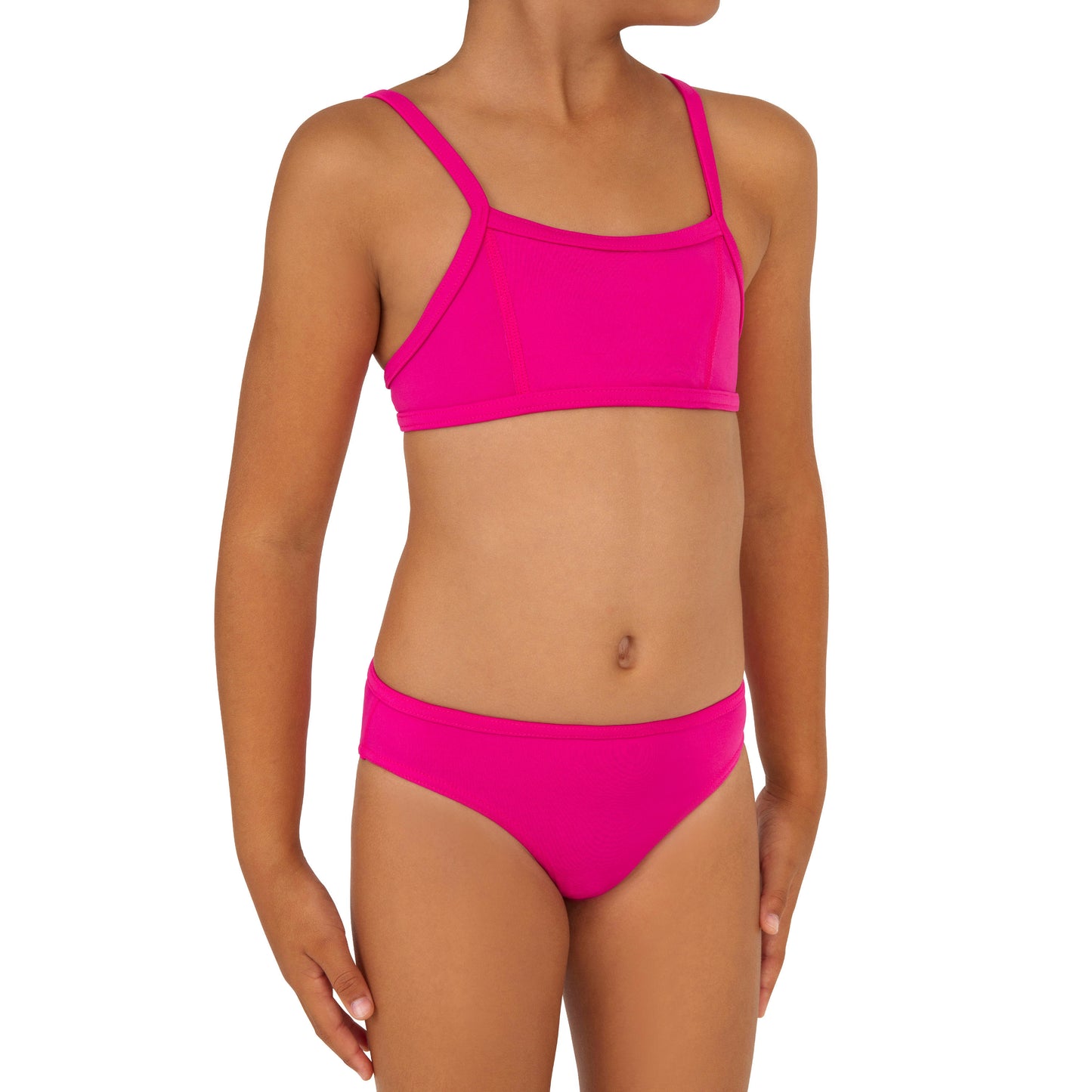 Girls' Two-Piece Crop Top Swimsuit - Bali Pink