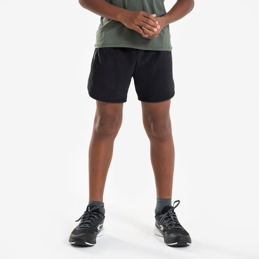 Kids' Breathable Running Shorts-KIPRUN DRY+ 900-Black and grey