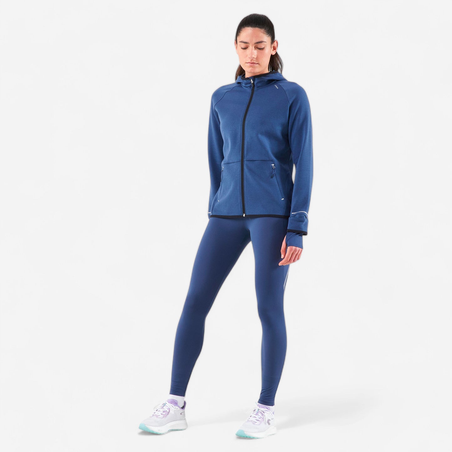 Women's warm running leggings - KIPRUN RUN 500 Warm - Abyss blue