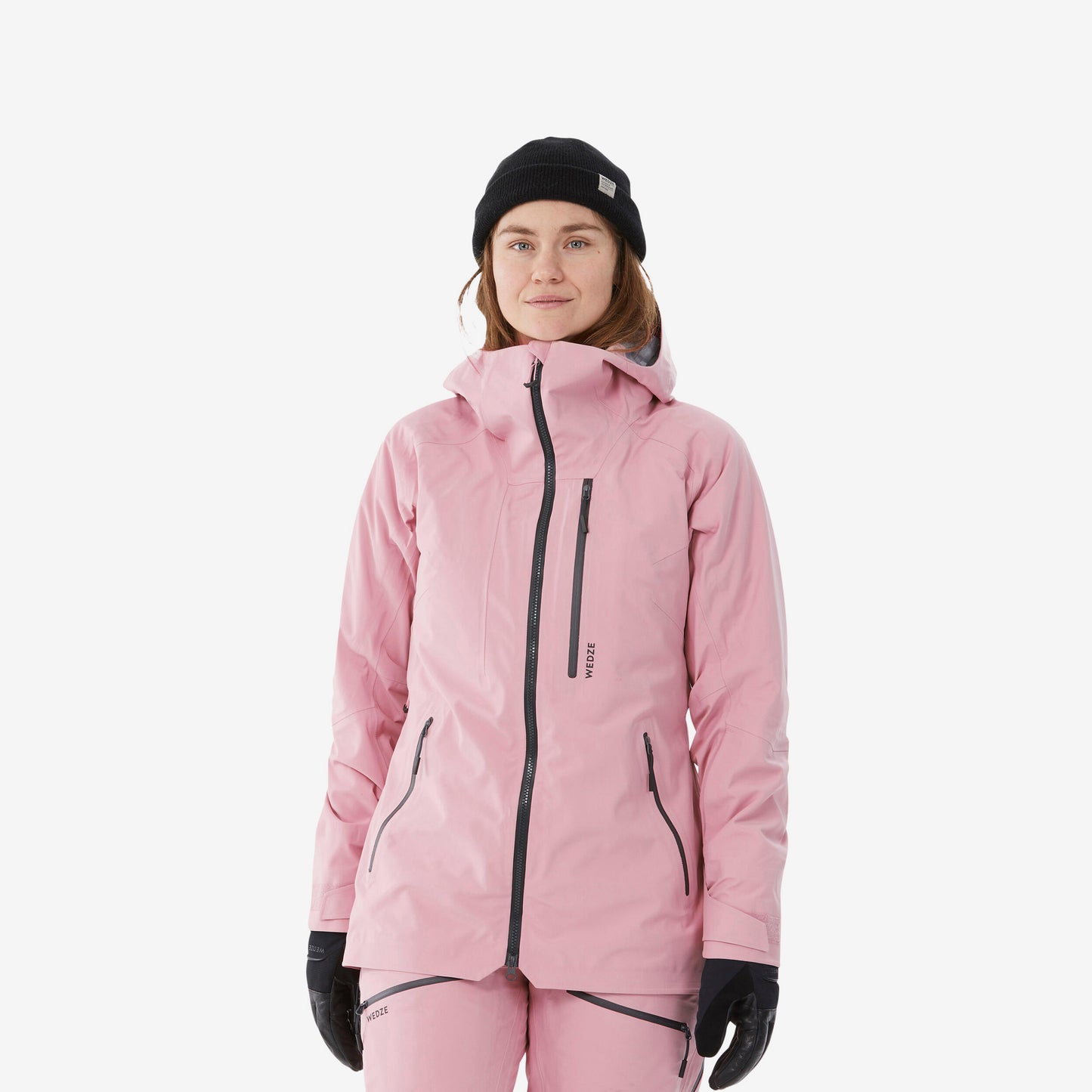 Women's warm and breathable ski and snowboard jacket, FR500 - Pale Pink