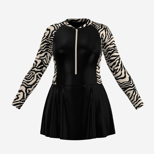1P UNA ZIP SKIRT LS ALL ZEBRA BEIGE