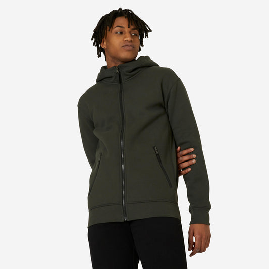 Men's Zip-Up Fitness Hoodie - Dark Green