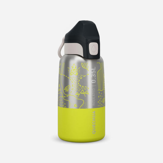 Kids' 0.35 L stainless steel insulated flask with quick opening hiking cap