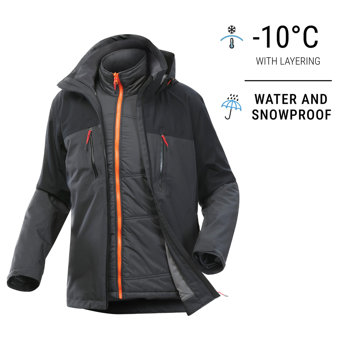 3IN1 WARM JACKET MH500 M BLACK
