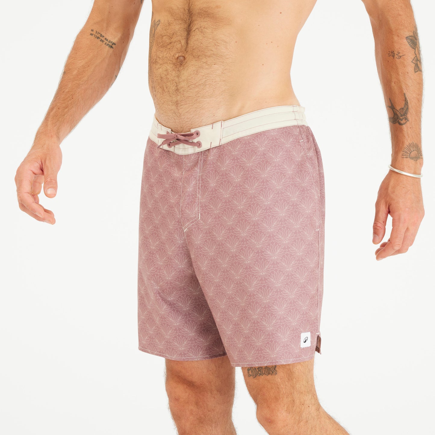 Men's Swim Shorts Surf 100 18" Long - Palmer Mole Pink