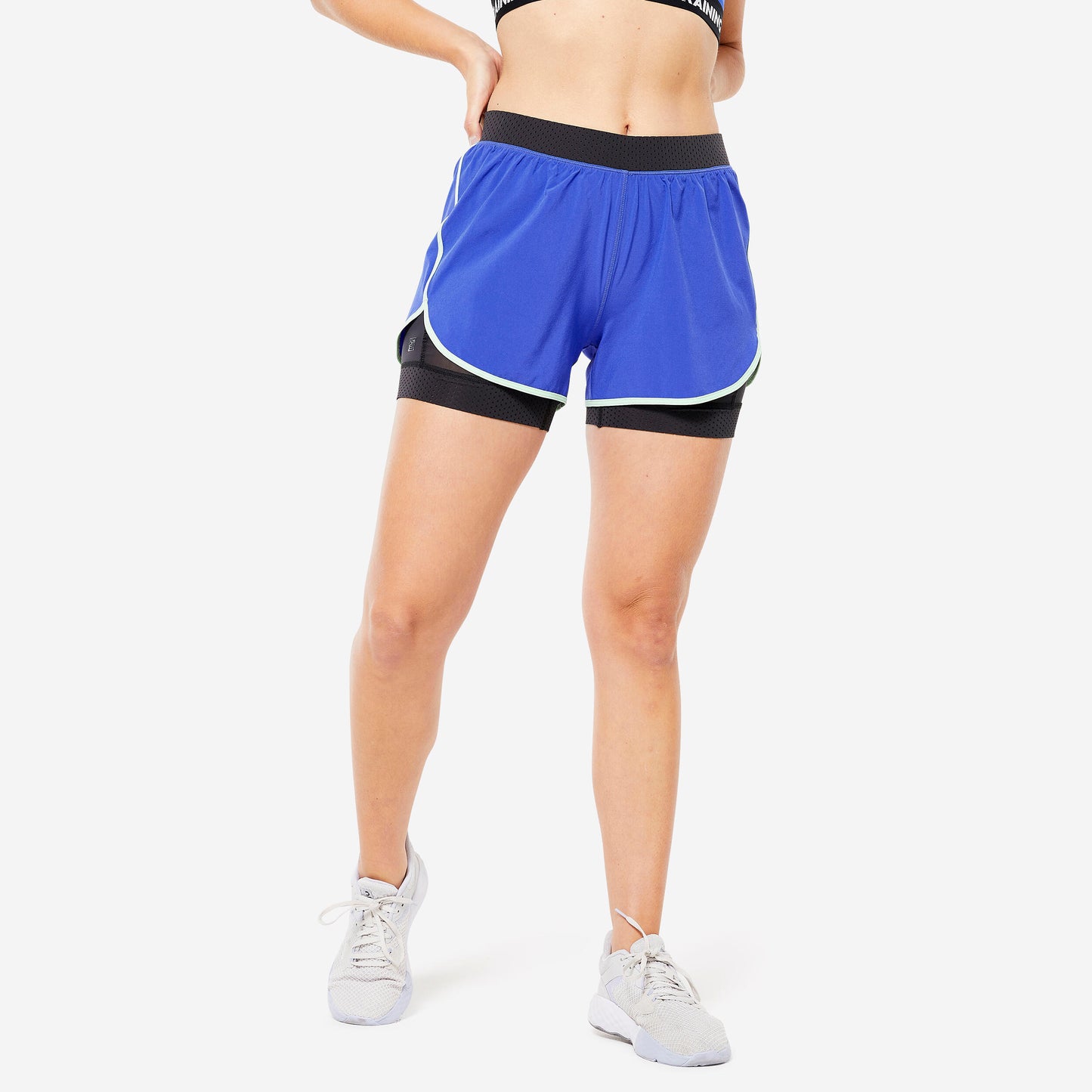 Women's Double Layer Fitness Shorts - Electric Blue