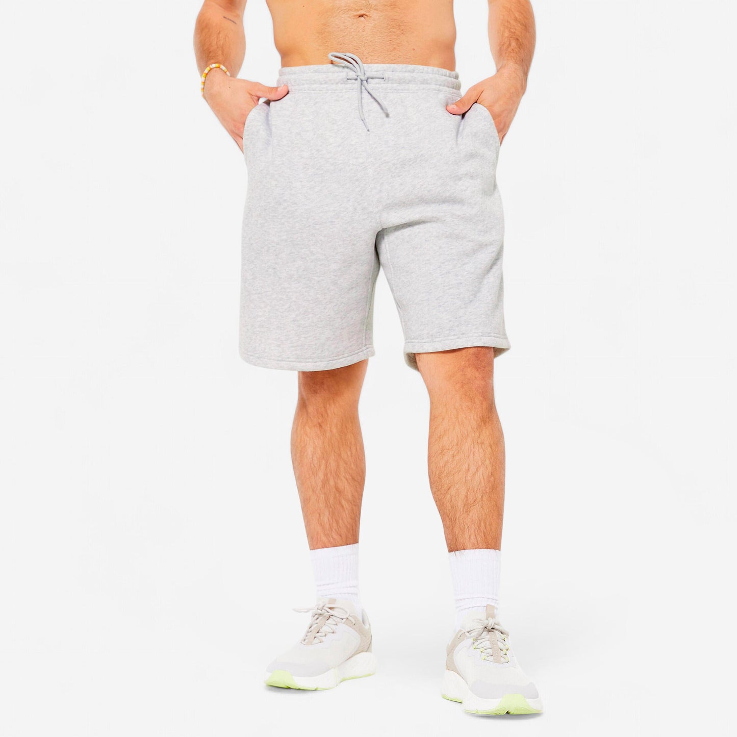 Men's Brushed Jersey Fitness Shorts with Pockets - Grey