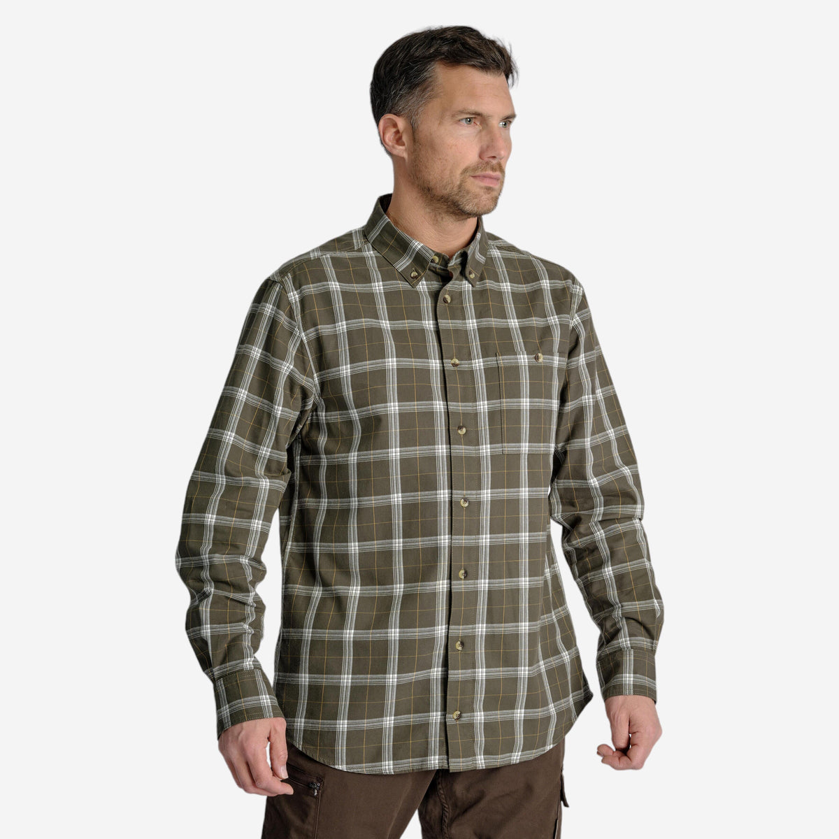 LONGSLEEVE SHIRT 100 5 PLAID GREEN/WHITE