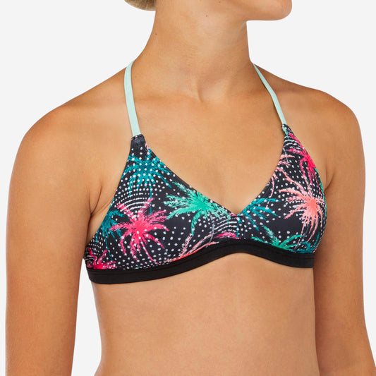 GIRL'S SURF SWIMSUIT TRIANGLE TOP BETTY 500 BLACK