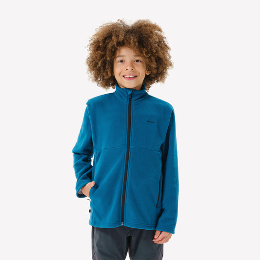 Kids' hiking fleece jacket MH500 Zip, 7-15 years - Blue