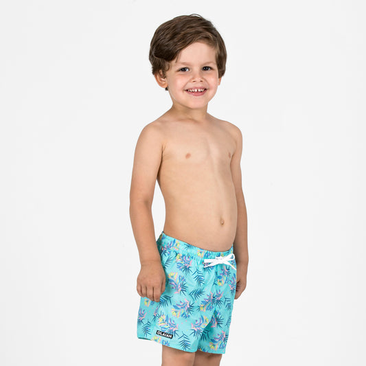 Boys' swim shorts - 100 Palm turquoise