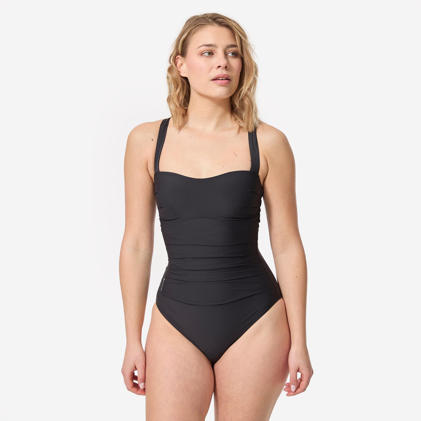 Dora Women's One-Piece Body-Sculpting Swimsuit with Flat Stomach Effect - Black
