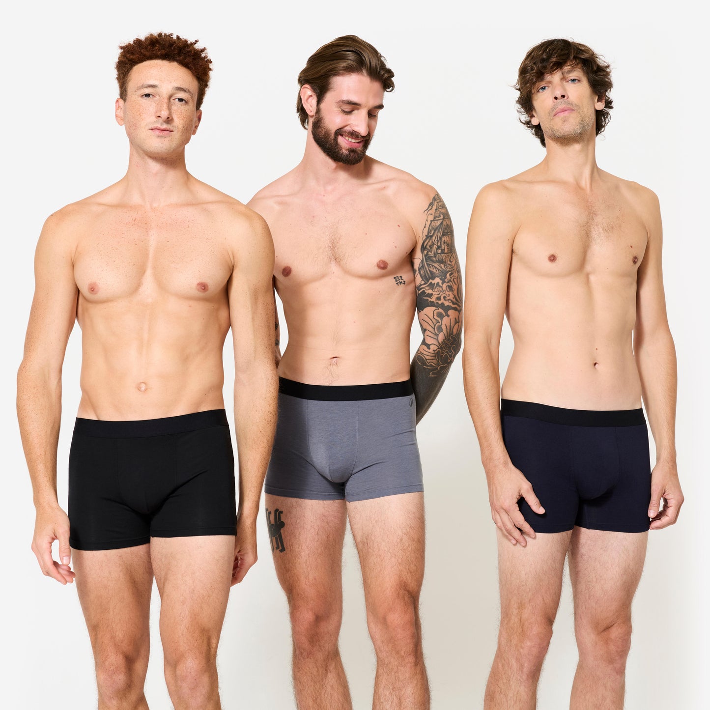 Men's Cotton Boxers Tri-Pack - Black/Grey/Blue