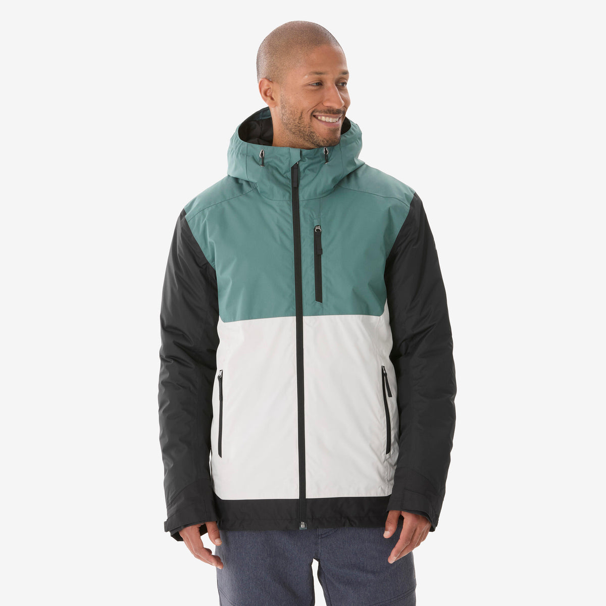 WARM JACKET NH500 M GREEN BEIGE