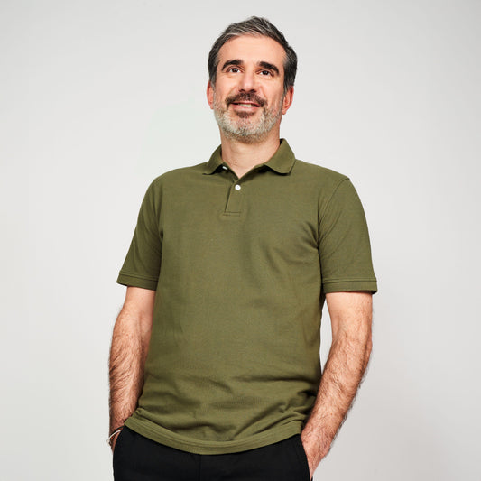 Men's golf cotton and polyester short-sleeved polo shirt - MW500 khaki