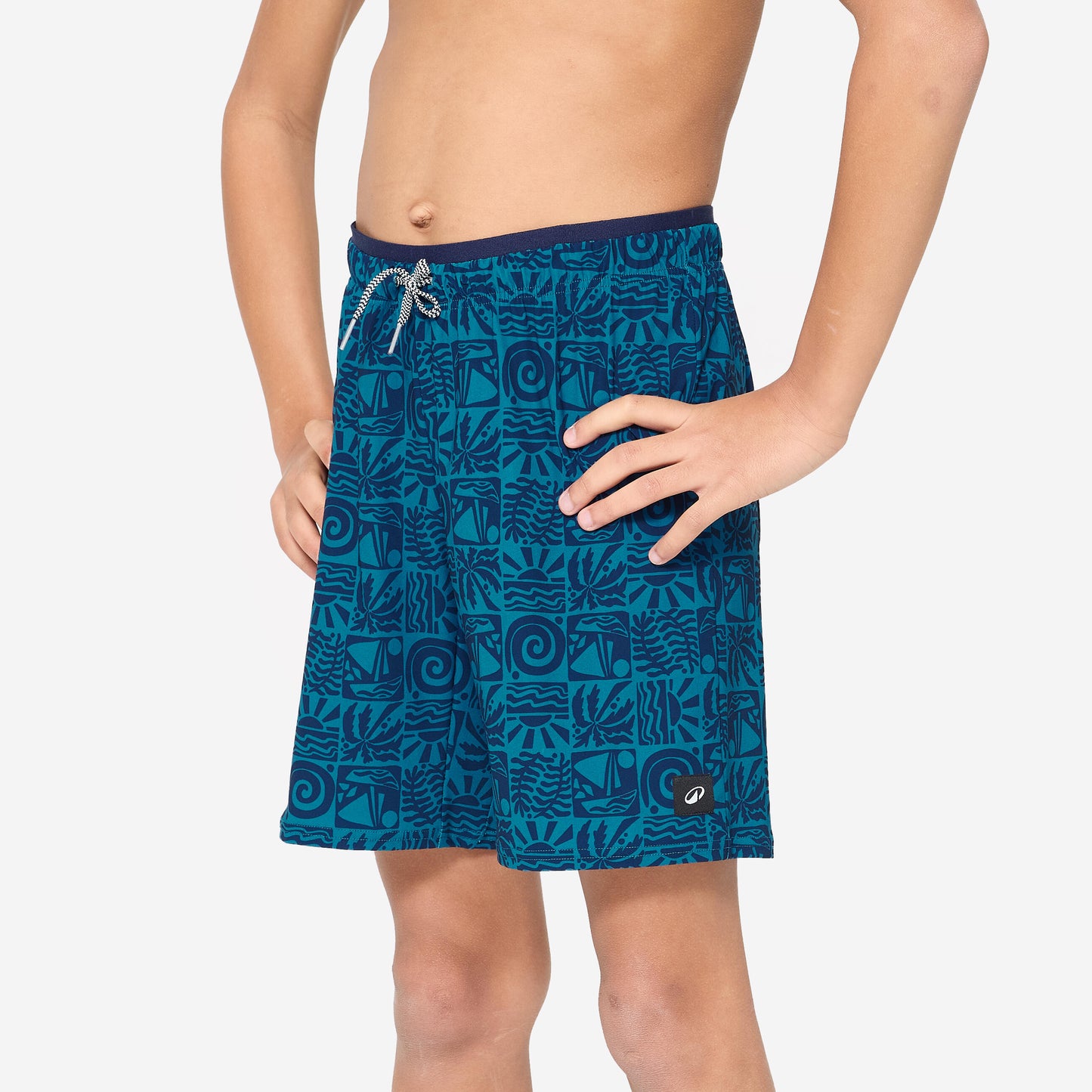 Boys' swimming long swim shorts - 100 Atao blue