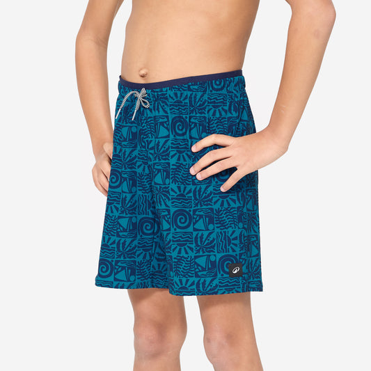 Boys' swimming long swim shorts - 100 Atao blue