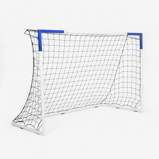 6x4ft Medium Metal Football Goal - White/Blue