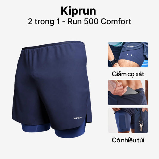 SHORT 2in1 RUN 500 M DARK BLUE G17C
