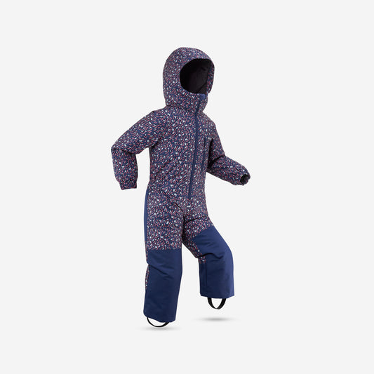 Kids' Warm and Waterproof Ski Suit - 100 Leopard