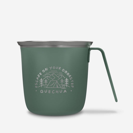 0.3L Stainless Steel Cup 500 for camping and hiking - Green.