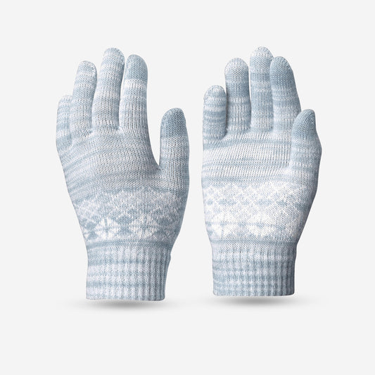 KIDS' TOUCHSCREEN COMPATIBLE HIKING GLOVES - SH100 KNITTED - AGED 4-14 YEARS
