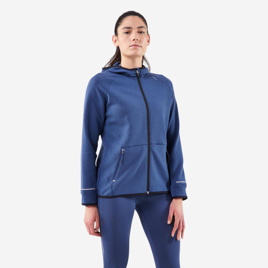 Women's warm running jacket - KIPRUN Run 500 Warm - Abyss blue