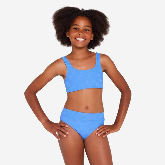 Girl's 2-piece surf bralette high-waisted - 500 Lao miami lavender