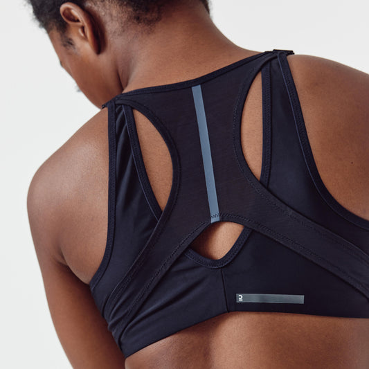 Women's High-Support Zip Sports Bra - Black