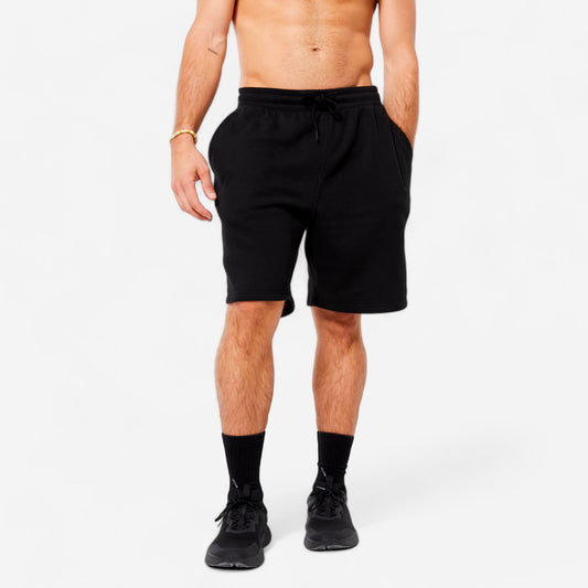 Men's Fleece Fitness Shorts with Pockets - Ultra Black