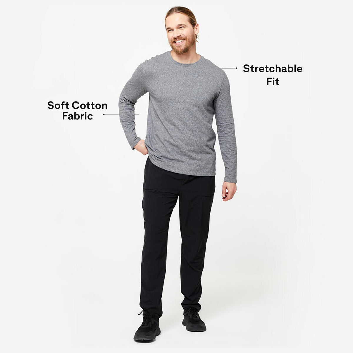 T-Shirt LS Regular 100 Grey M