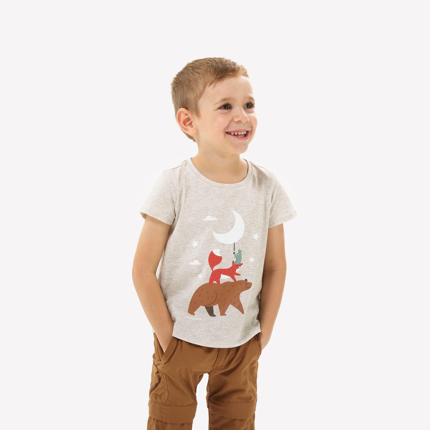 Kids' hiking T-shirt, 2-6 years, NH100 - Beige