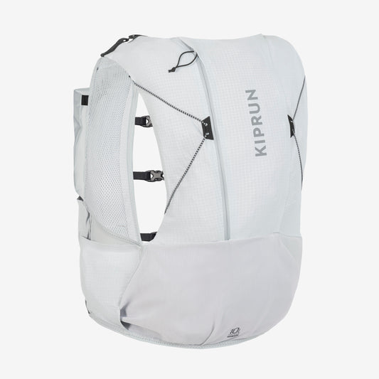 Grey Backpack Trail Running 10L Hybrid sold with water pouch 1L - KIPRUN BAG 900